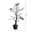 2' Pre-Lit Artificial Halloween Black Spooky Twig Tree with Bats and 40 Orange & Purple LED Lights