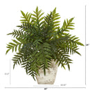 2’ Hares Foot Fern Artificial Plant in Country White Planter (Real Touch)
