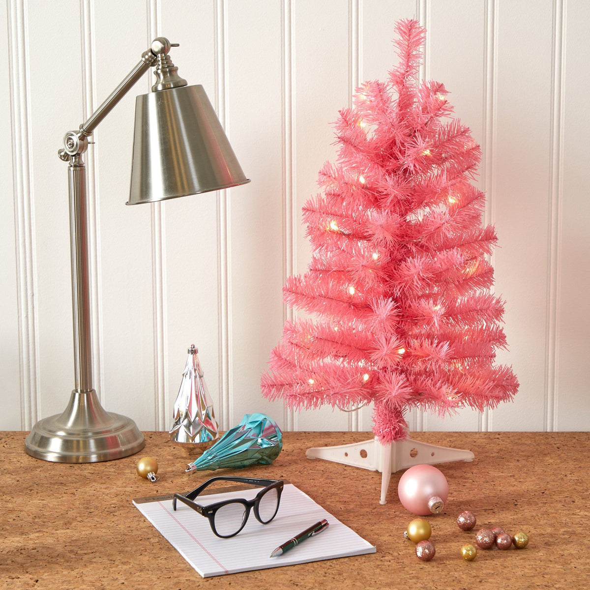 2’ Pink Artificial Christmas Tree with 35 LED Lights and 72 Bendable Branches, photo 3 of 6