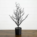 2' Pre-Lit Artificial Halloween Black Spooky Twig Tree with 60 Orange & Purple Copper Wire String LED Lights