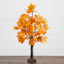 2' Pre-Lit Autumn Maple Artificial Fall Tree with 24 Warm White LED Lights and Detachable Base