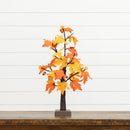 2' Pre-Lit Autumn Maple Artificial Fall Tree with 24 Warm White LED & Pumpkin Shaped Lights with Detachable Base