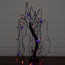 2' Pre-Lit Halloween Artificial Black Spooky Spider Willow Tree with 60 Orange & Purple LED Lights