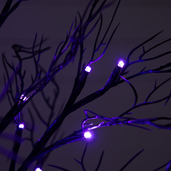 2’ Pre-Lit Halloween Deluxe Black Twig Artificial Tree with 44 Orange & Purple LED Lights, photo 2 of 9