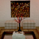 2’ Pre-Lit Halloween Deluxe Black Twig Artificial Tree with 44 Orange & Purple LED Lights