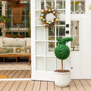 2' UV Resistant Artificial Easter Bunny Boxwood Topiary with Integrated Ground Stake (Indoor/Outdoor) - Set of 2