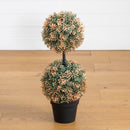 2’ UV Resistant Autumn Double Ball Boxwood Artificial Fall Topiary Tree (Indoor/Outdoor)
