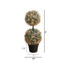 2’ UV Resistant Autumn Double Ball Boxwood Artificial Fall Topiary Tree (Indoor/Outdoor)