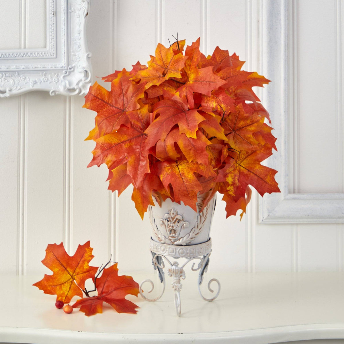 20” Autumn Maple Leaf Artificial Plant in Metal Planter, photo 2 of 2