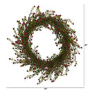 20” Boxwood and Berries Artificial Wreath