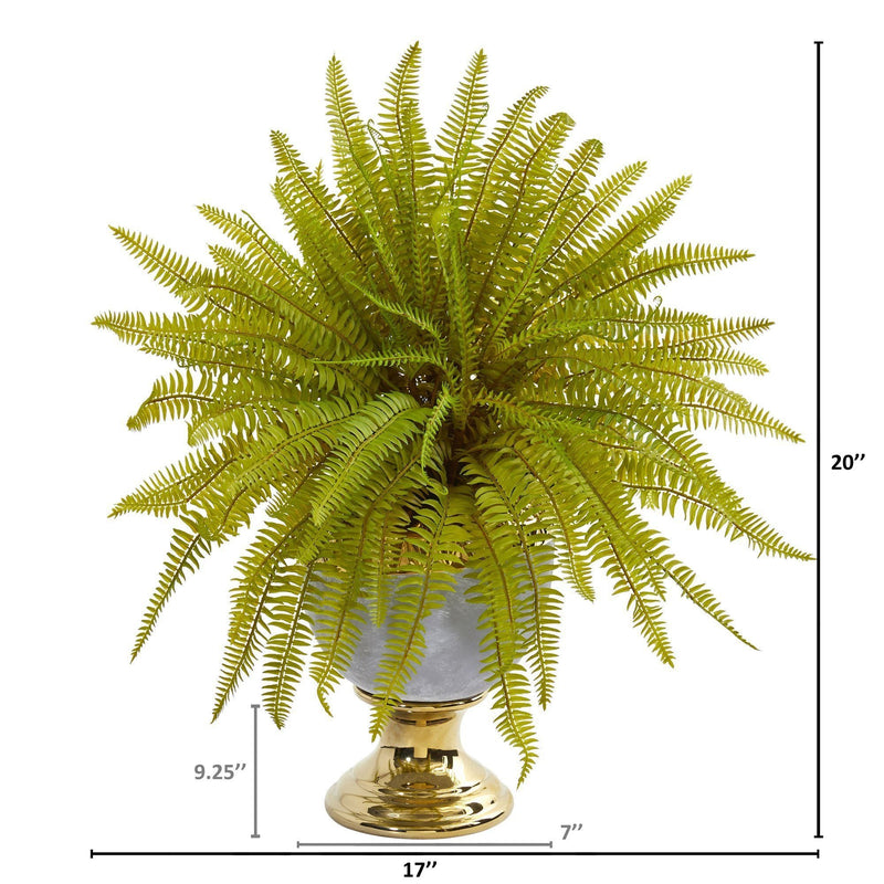20” Fern Artificial Plant in Stoneware Urn, photo 2 of 2