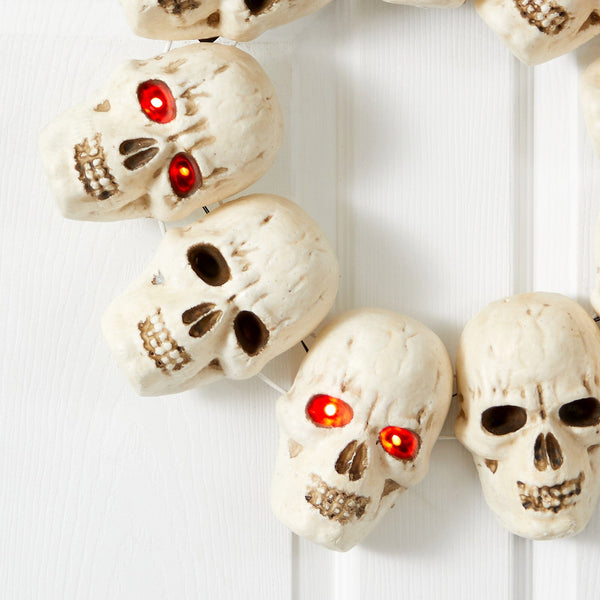 20” Halloween Skull Wreath with Lighted Eyes, photo 2 of 5