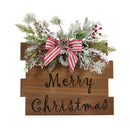 20" Holiday Merry Christmas Door Wall Hanger with Pine and Berries Stripped Bow Wall Art Décor"