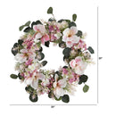 20” Hydrangea and Magnolia Artificial Wreath