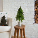 20" Artificial Real Touch Down Swept Norfolk Island Pine in Christmas Tin Metal Planter with Natural Look