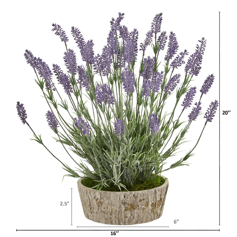 20” Lavender Artificial Plant in Weathered Oak Planter, photo 2 of 2