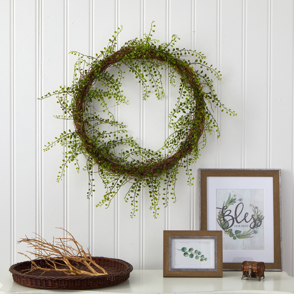 20”  Night Willow Artificial Vine Wreath, photo 2 of 3
