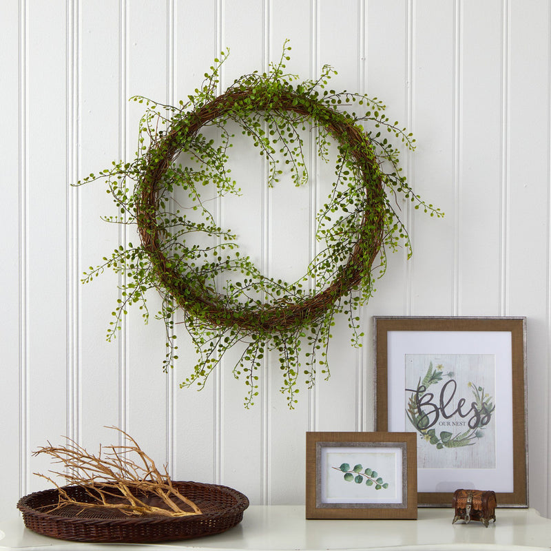 20”  Night Willow Artificial Vine Wreath, photo 2 of 3