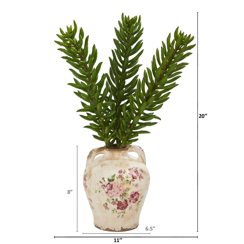 20” Succulent Artificial Plant in Floral Jar, photo 2 of 2