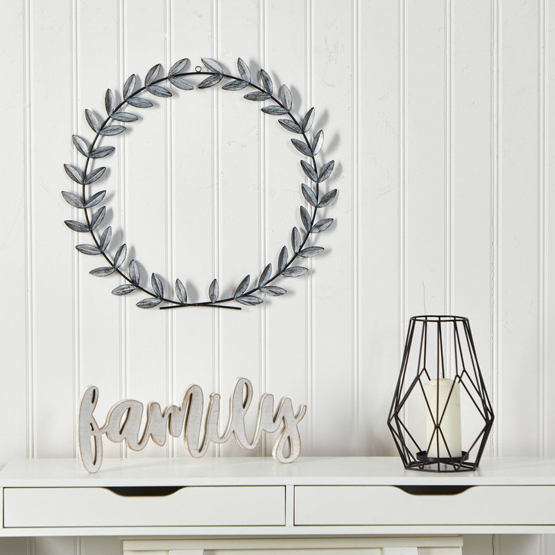20” x 20” White Metal Olive Leaf Wall Decor, photo 3 of 3