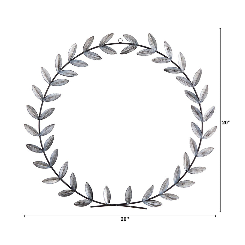 20” x 20” White Metal Olive Leaf Wall Decor, photo 2 of 3