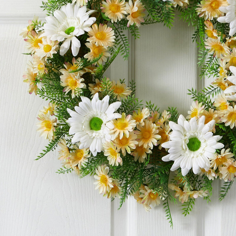 21” Artificial Mixed Daisy Wreath, photo 2 of 3