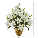 21” Lily Artificial Arrangement in Designer Gold Bowl