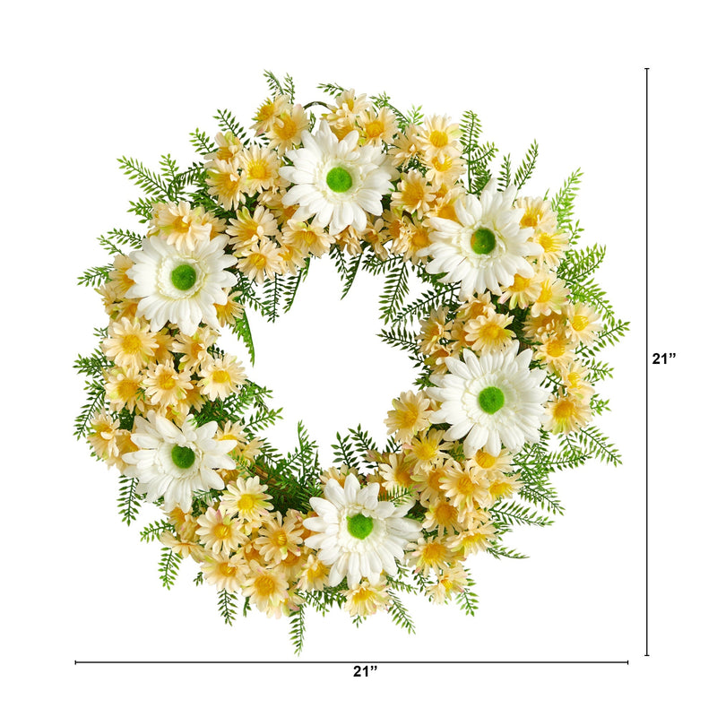 21” Artificial Mixed Daisy Wreath, photo 3 of 3