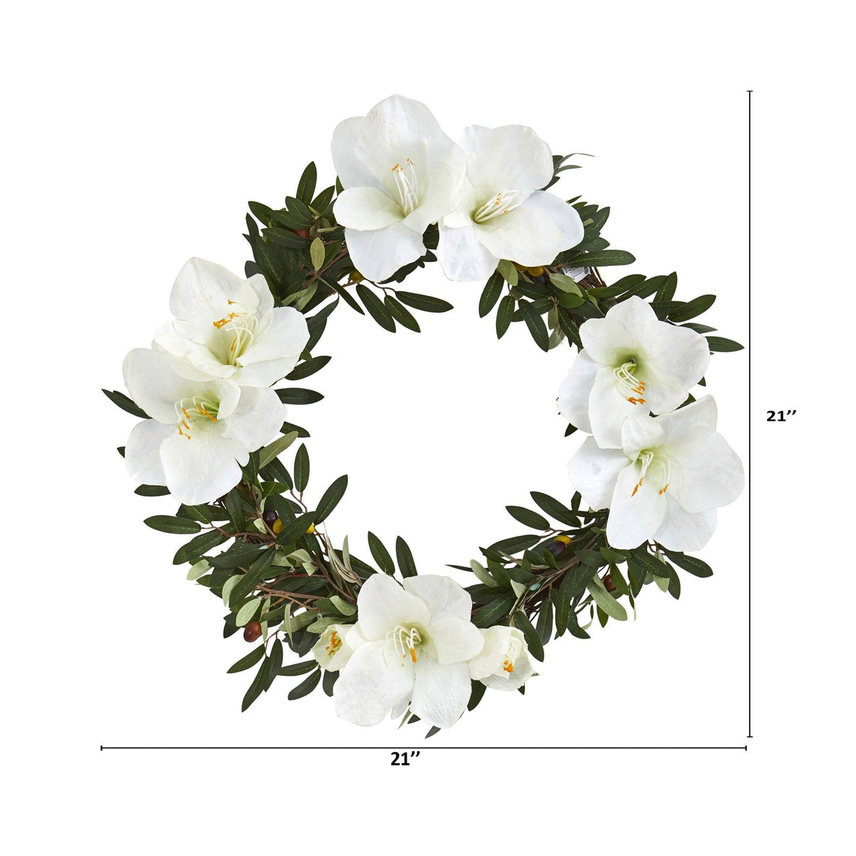 21” Olive with Amaryllis Artificial Wreath, photo 4 of 4