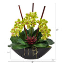 21” Phalaenopsis Orchid and Succulent Artificial Arrangement in Black Vase