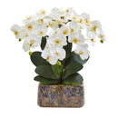21” Phalaenopsis Orchid Artificial Arrangement in Vintage Vase