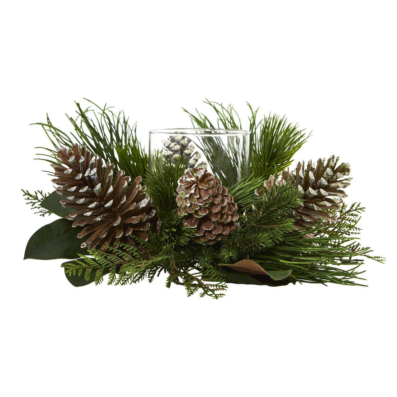 21” Pine Cone and Pine Artificial Arrangement Candelabrum, photo 3 of 3