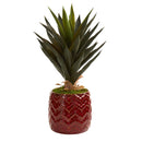 22" Agave Faux Plant in Red Planter