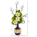 22” Anemone and Lotus Leaf Artificial Arrangement in Vase