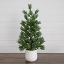 22” Artificial Frosted Christmas Tree in White Ceramic Planter