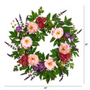 22” Assorted Peony Artificial Wreath