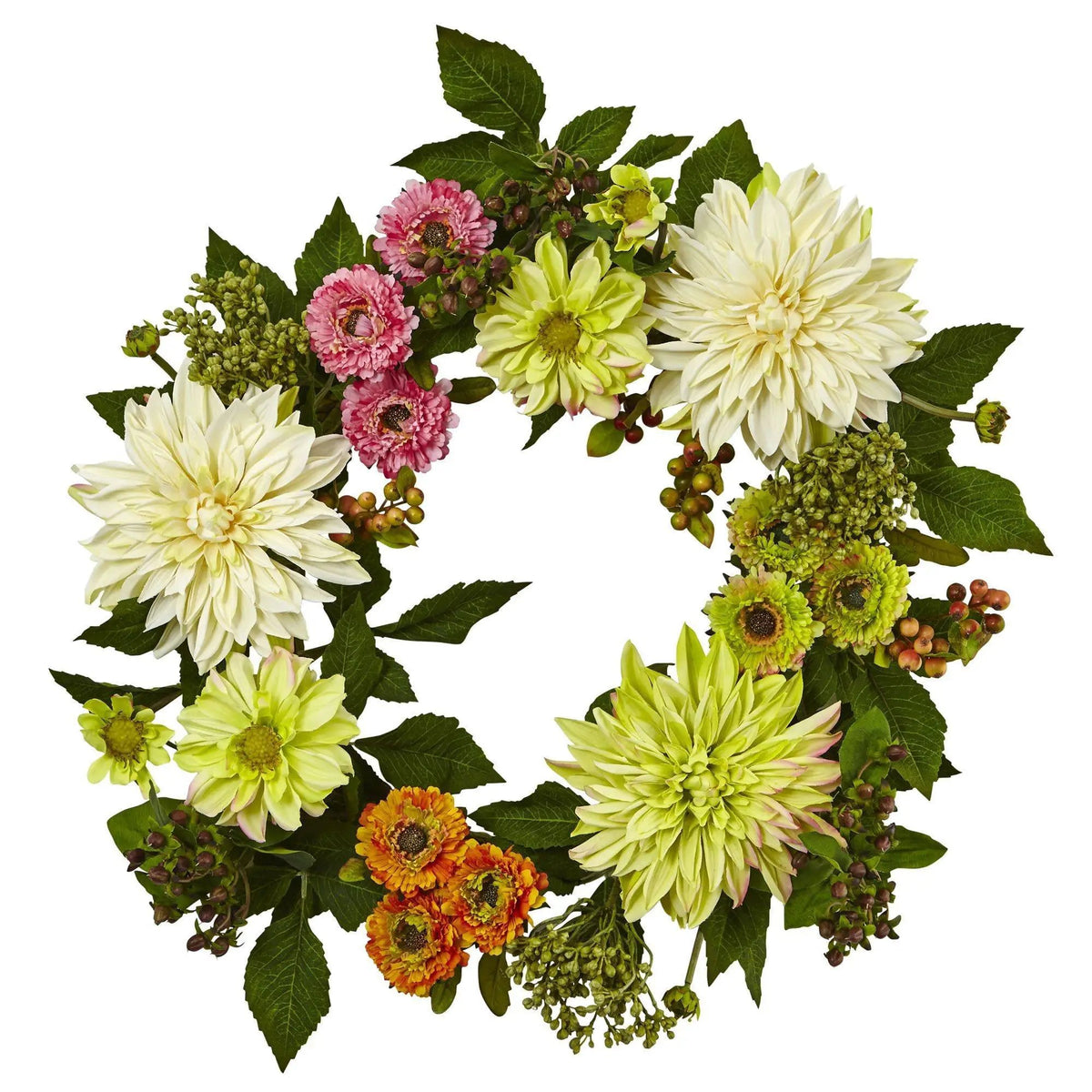 22” Dahlia & Mum Wreath - Spring Vibe, photo 4 of 4