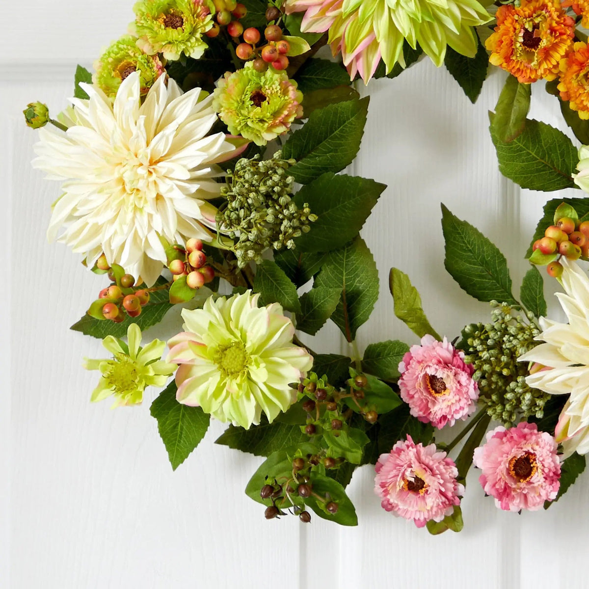 22” Dahlia & Mum Wreath - Spring Vibe, photo 2 of 4