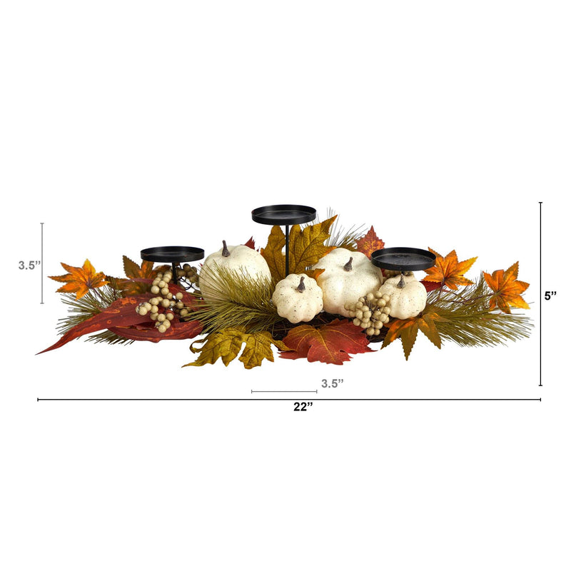 22” Fall Pumpkin and Maple Leaf Autumn Candelabrum, photo 2 of 4