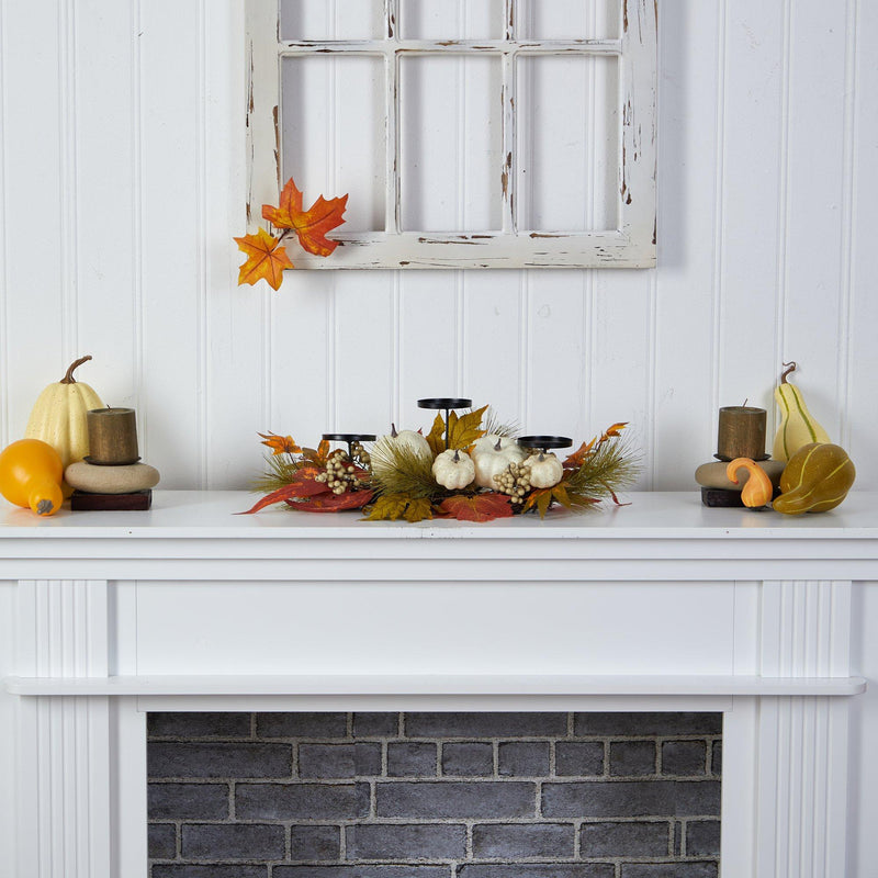 22” Fall Pumpkin and Maple Leaf Autumn Candelabrum, photo 4 of 4