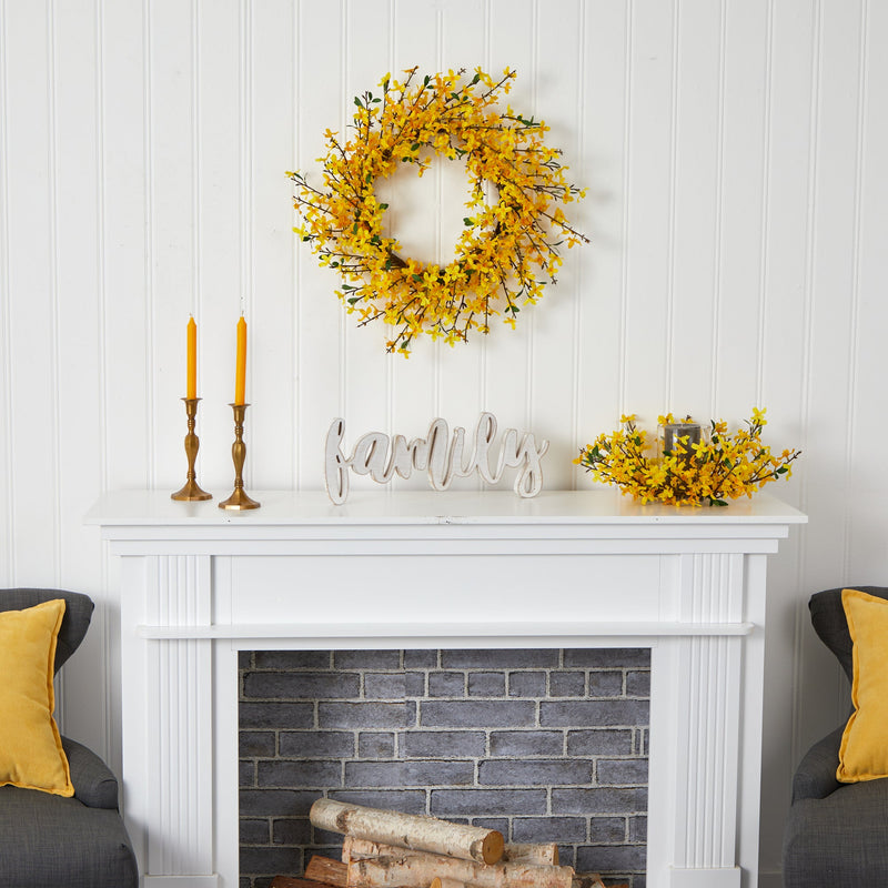 22” Forsythia Artificial Wreath, photo 6 of 9