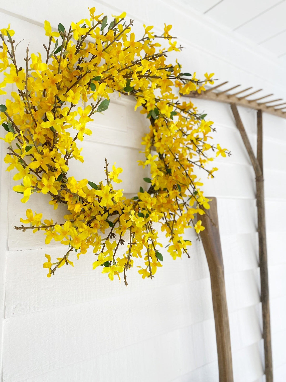 22” Forsythia Artificial Wreath, photo 5 of 9
