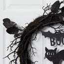 22” Halloween Black Cat and Bat Boo Twig Wreath