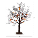 22" Pre-Lit Artificial Halloween Brown Twig Tree with 12 Orange LED Pumpkin Shaped Lights