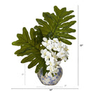 22” Phalaenopsis Orchid and Philo Leaf Arrangement in Vase