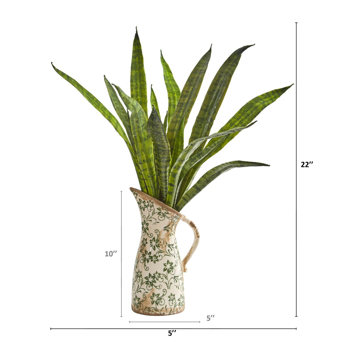 22” Sansevieria Artificial Plant in Floral Pitcher, photo 2 of 2