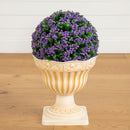 22” UV Resistant Artificial Flowering Ball Topiary in Decorative Urn Planter (Indoor/Outdoor)