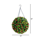 22” UV Resistant Artificial Holly Berry Christmas Hanging Ball (Indoor/Outdoor)