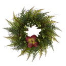 23” Assorted Fern and Succulent Artificial Wreath