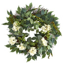 23” Mixed Greens and Bougainvillea Artificial Wreath